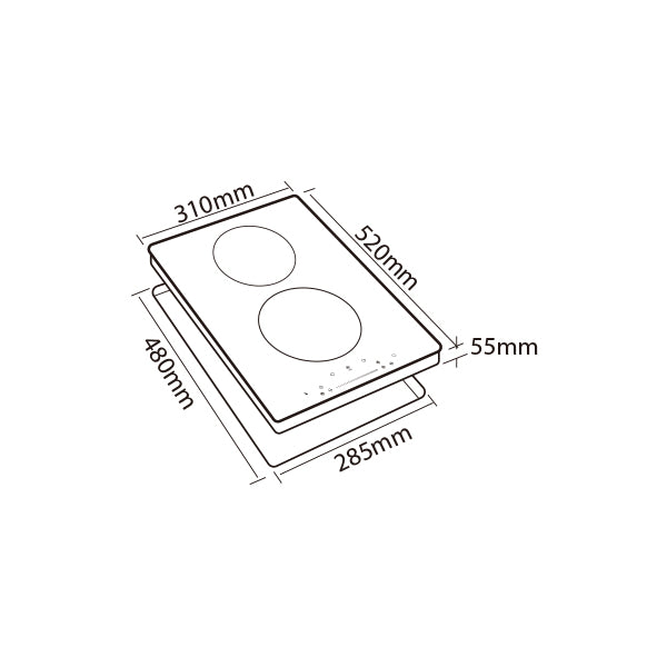 30cm Wifi Induction Hob (2 Zones)